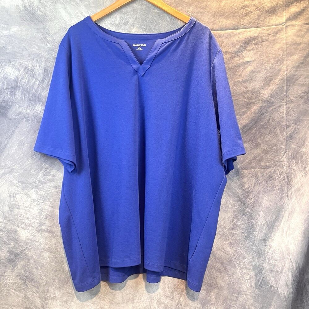 Lands’ End 3X Royal Blue Tunic Top Plus Size Casual Coastal Chic Soft Tee